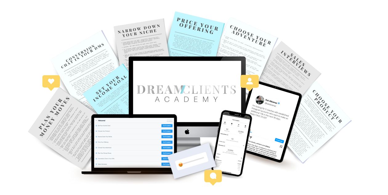 Dream Clients Academy specializes in filling coaches, consultants & direct sellers’ schedules by helping them get clients online